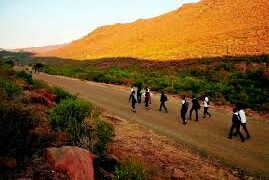 Some school children in South Africa, especially in the rural areas, still trek over three kilometers to school.