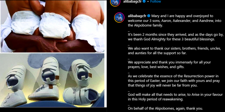 COMEDIAN ALIBABA, 55-YEAR-OLD WIFE WELCOME TRIPLETS