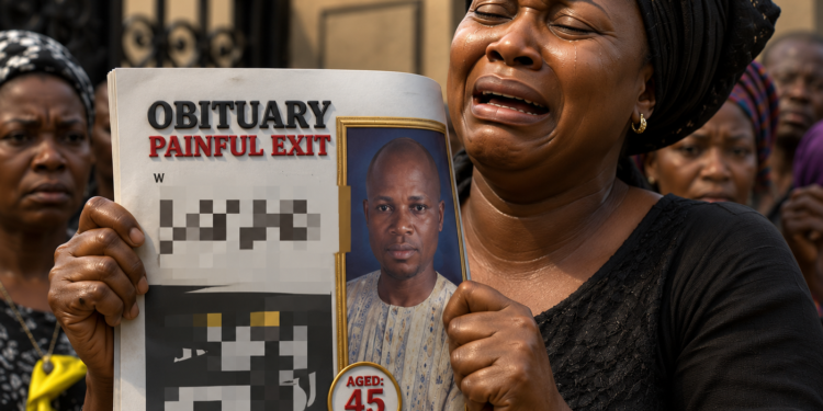 WOMAN PRINTS HUSBAND’S OBITUARY POSTERS WHILE HE’S STILL ALIVE.